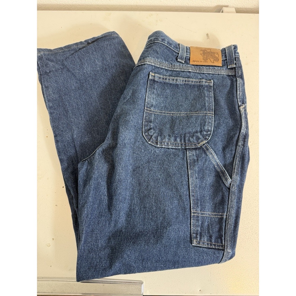 Texas Jeans Men's Carpenter USA Made Blue Denim Straight Loose 40x32